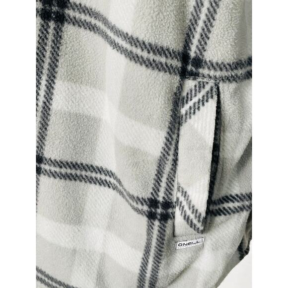 O'Neill Soft Plaid Fleece Shacket Top Pockets - Picture 7 of 12